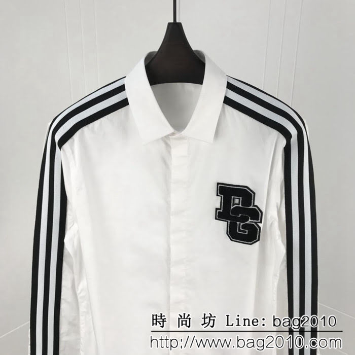 DＧ杜嘉班納 18ss秋冬新款 胸口刺繡毛巾布DG字母 織帶拼接襯衣 ydi1103